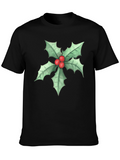 Holly Berry Graphic Black T-Shirt