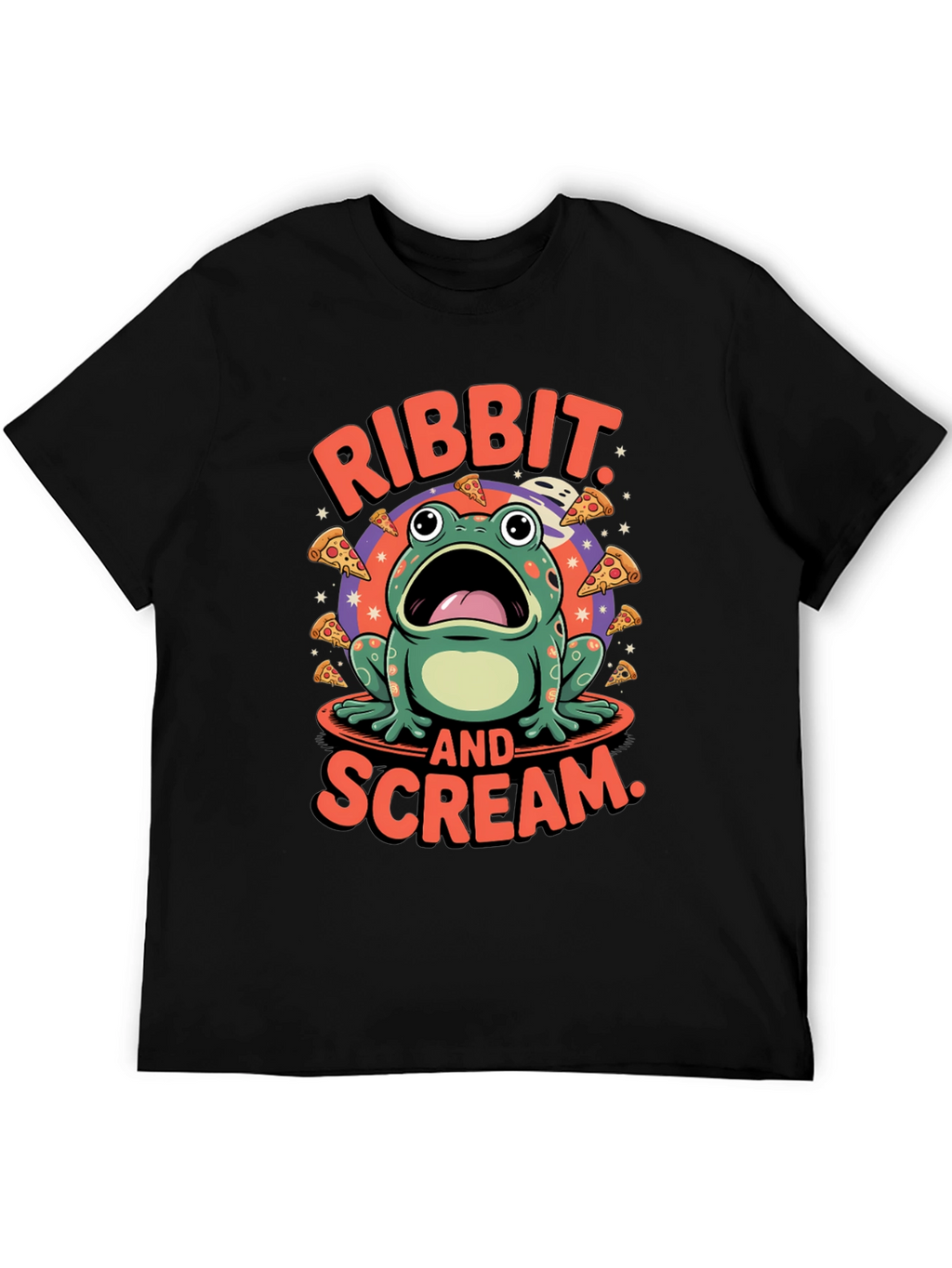 Ribbit & Scream T-Shirt - Frog Pizza Funny