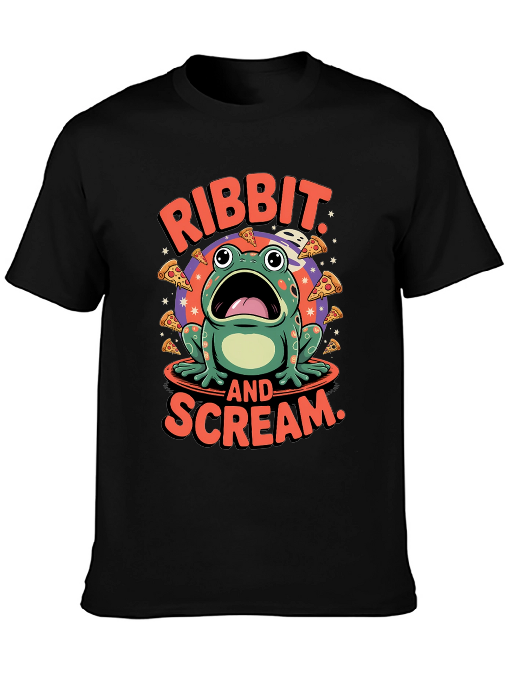 Ribbit & Scream T-Shirt - Frog Pizza Funny
