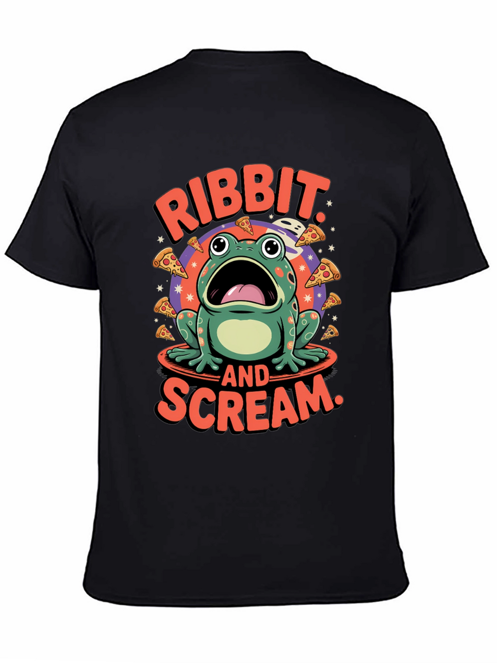 Ribbit & Scream T-Shirt - Frog Pizza Funny