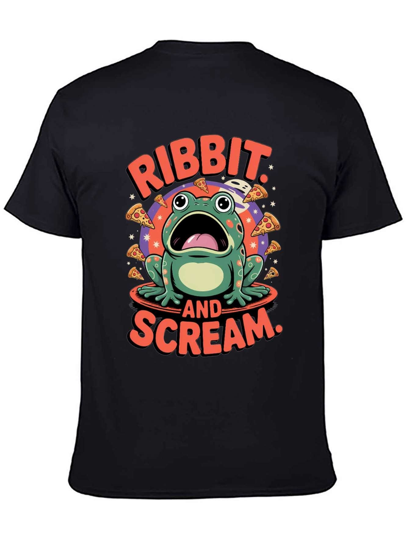 Ribbit & Scream T-Shirt - Frog Pizza Funny