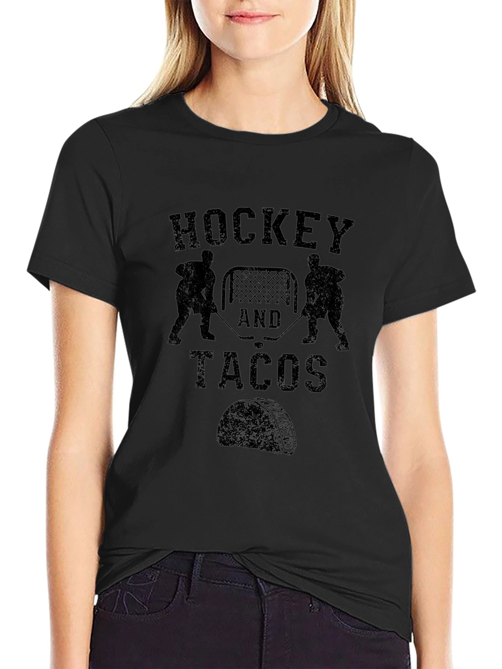 Hockey and Tacos Graphic T-Shirt - Black