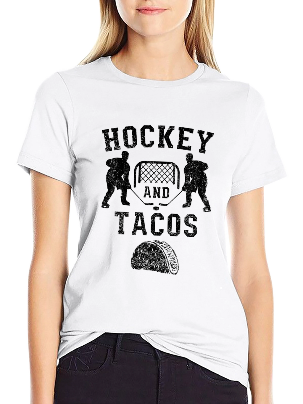Hockey and Tacos Graphic T-Shirt - Black