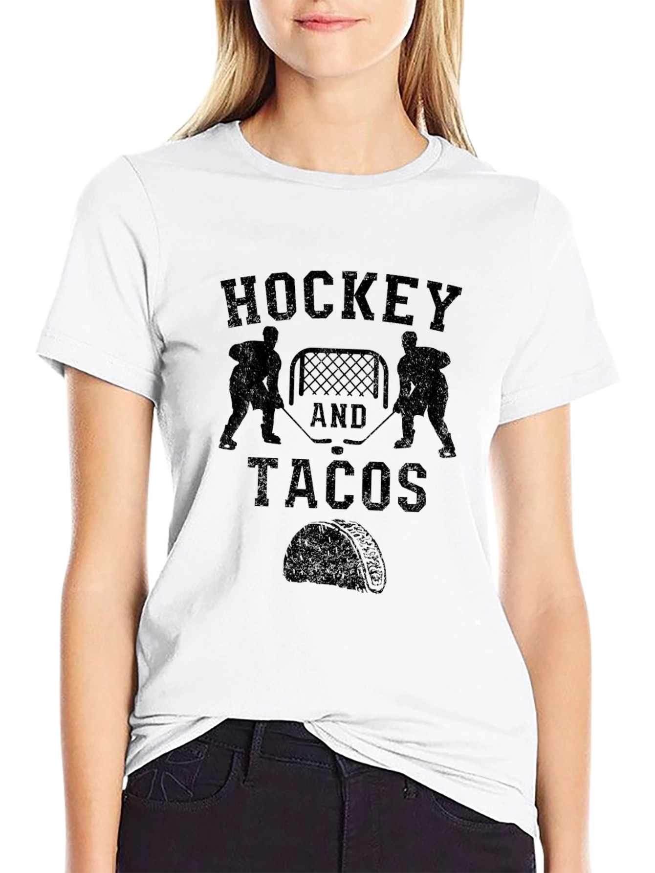 Hockey and Tacos Graphic T-Shirt - Black