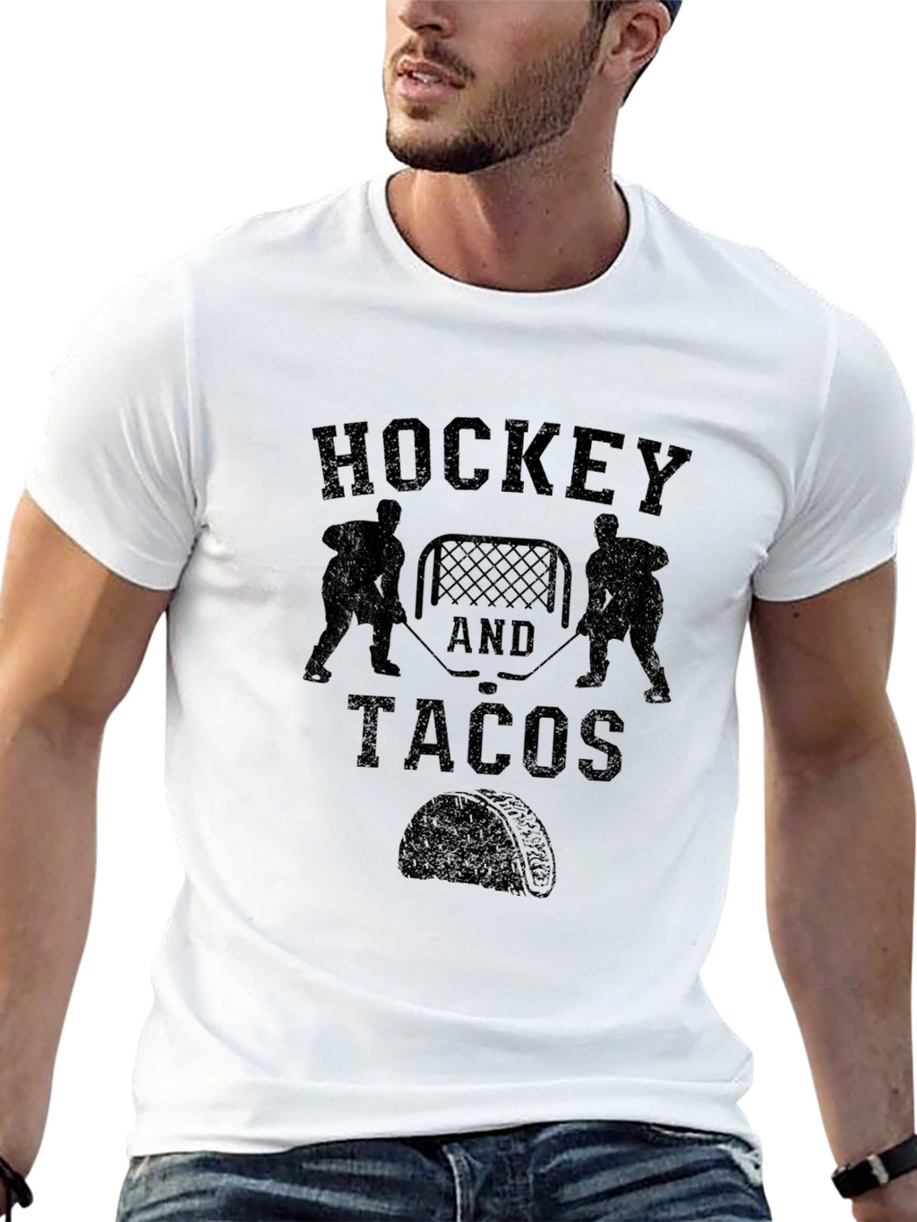 Hockey and Tacos Graphic T-Shirt - Black