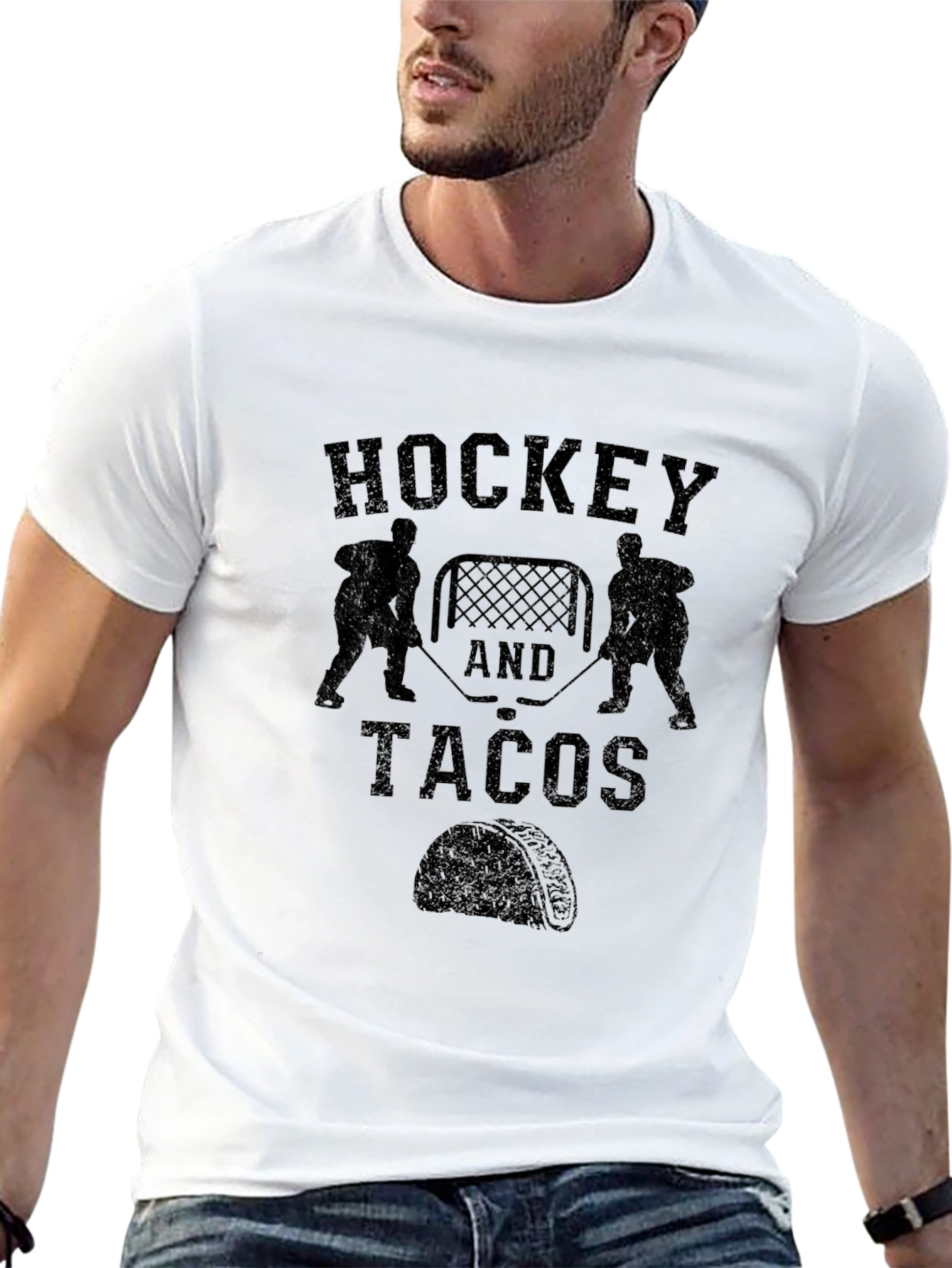 Hockey and Tacos Graphic T-Shirt - Black