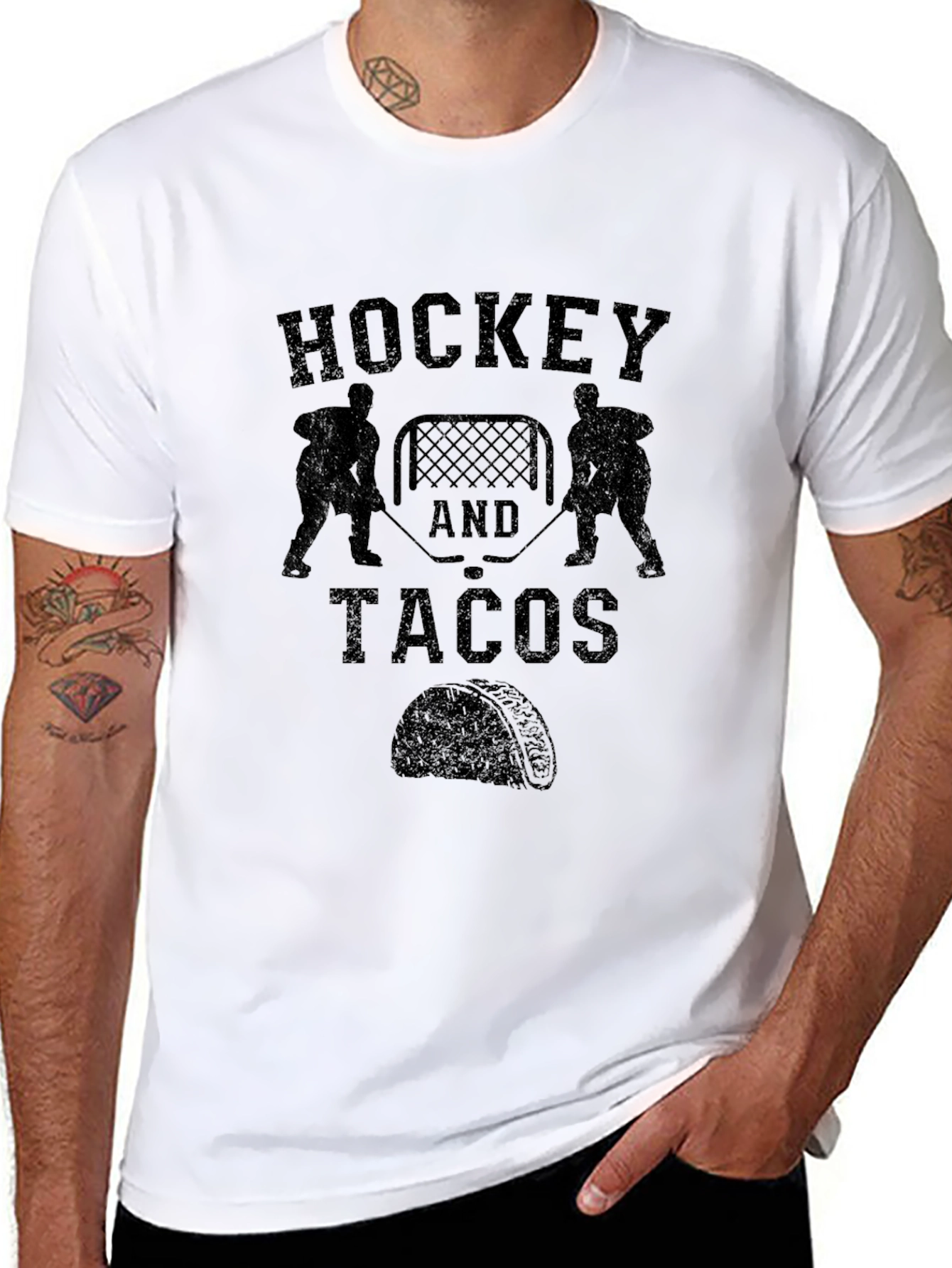 Hockey and Tacos Graphic T-Shirt - Black