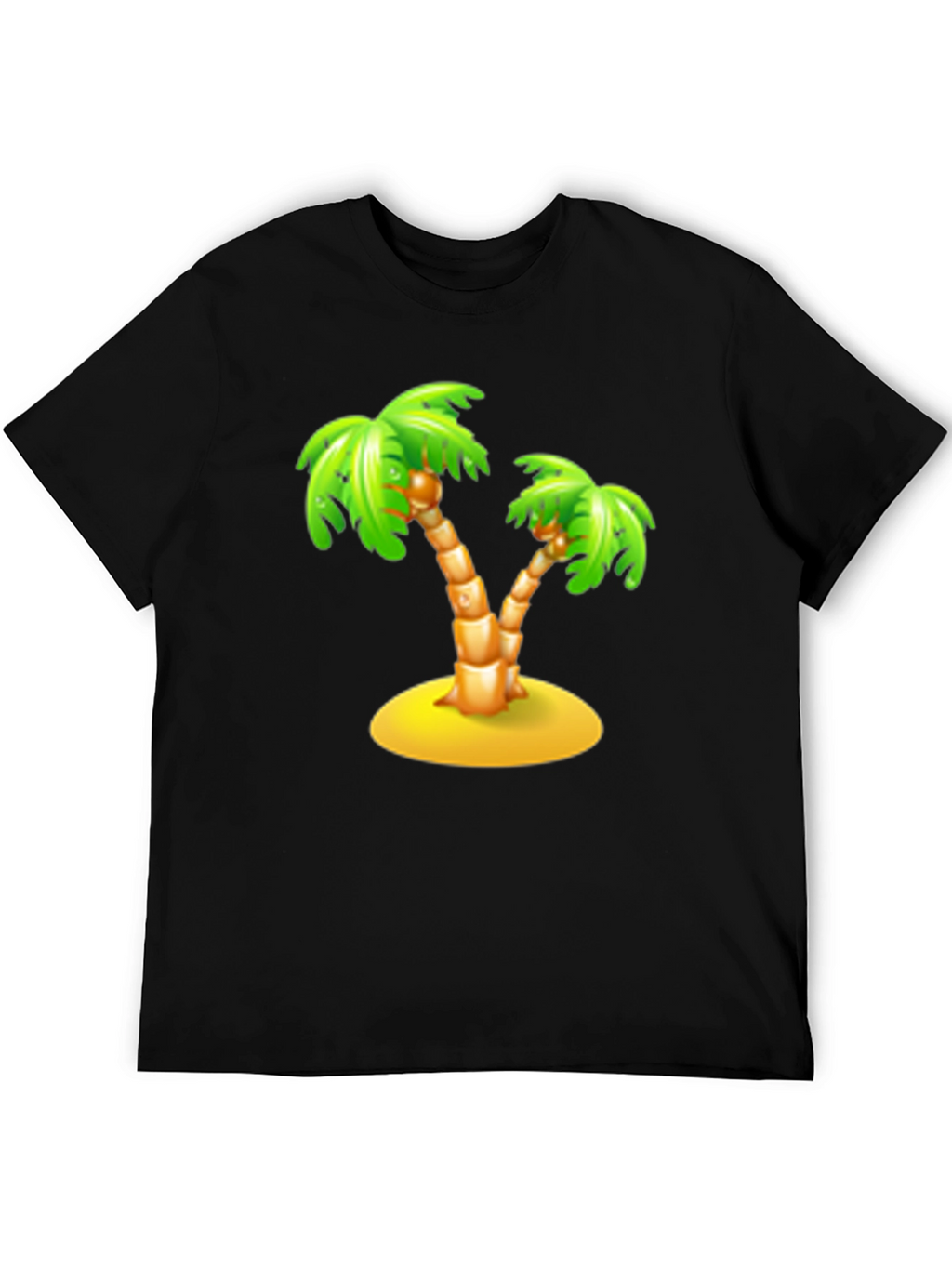 Tropical Palm Tree Graphic Tee - Black Cotton T-Shirt