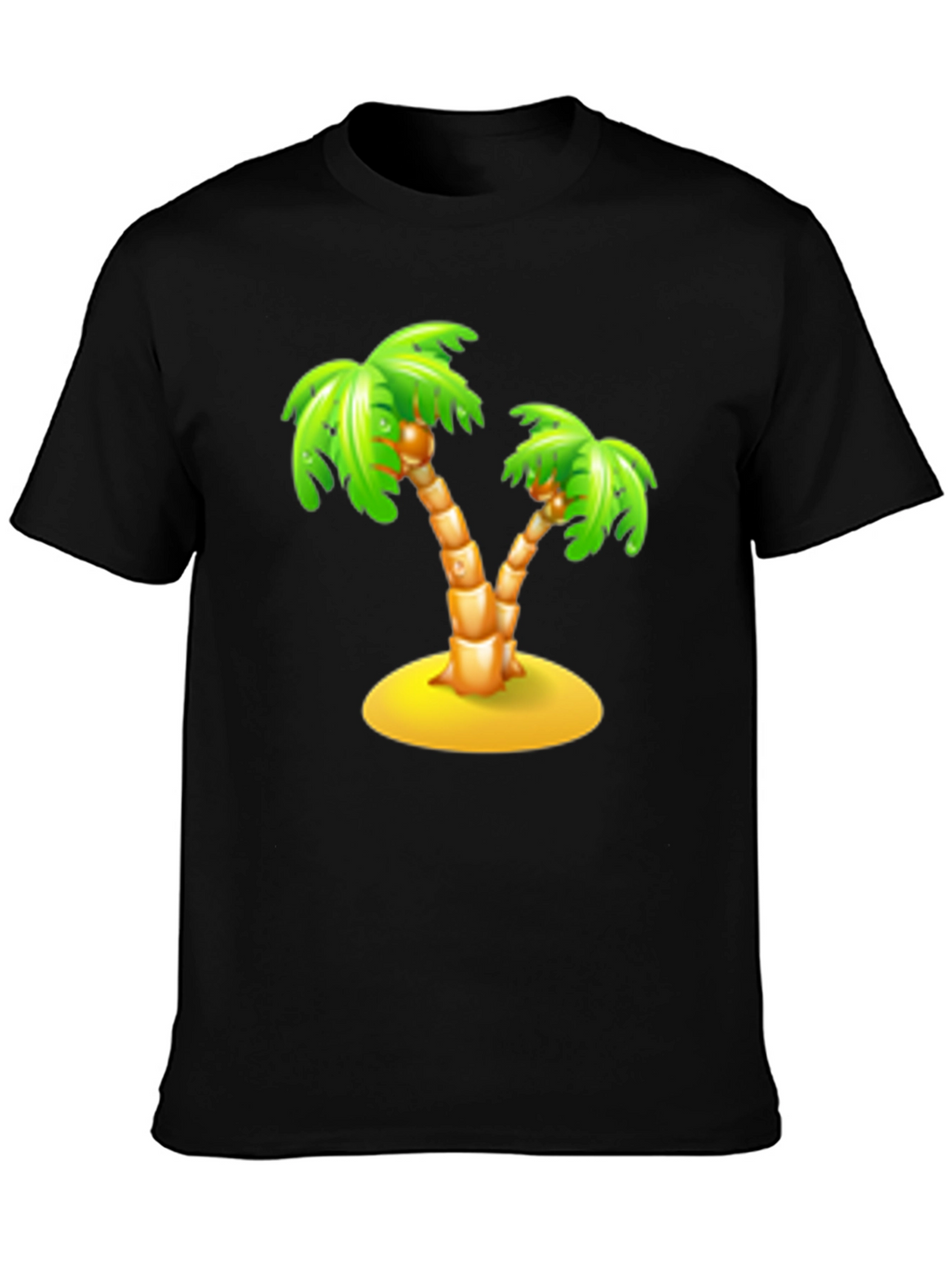 Tropical Palm Tree Graphic Tee - Black Cotton T-Shirt