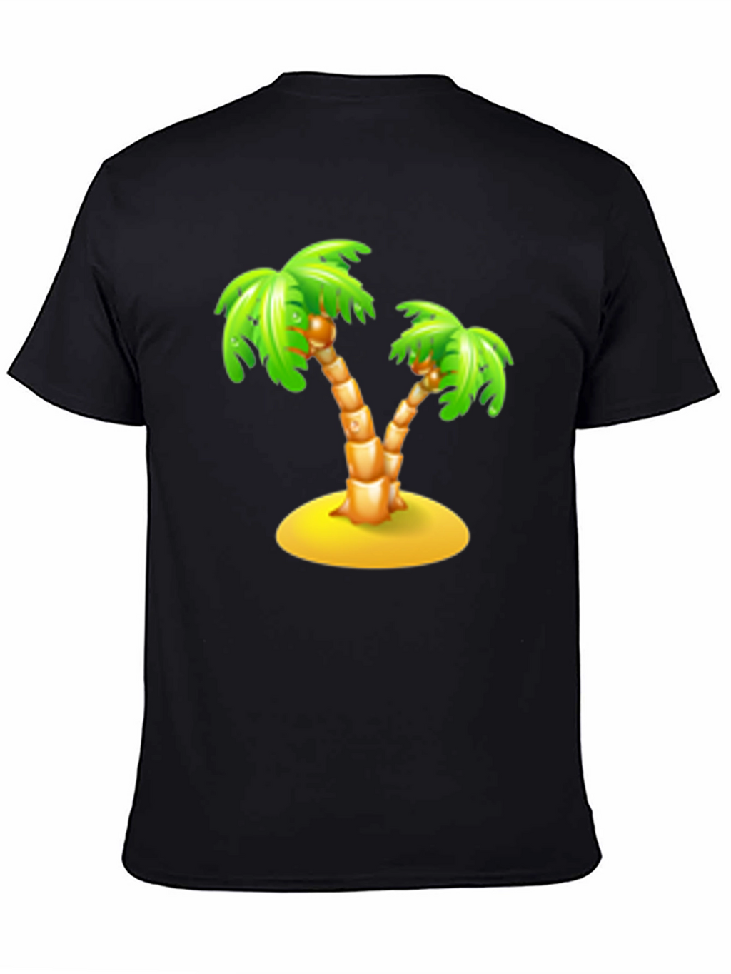 Tropical Palm Tree Graphic Tee - Black Cotton T-Shirt