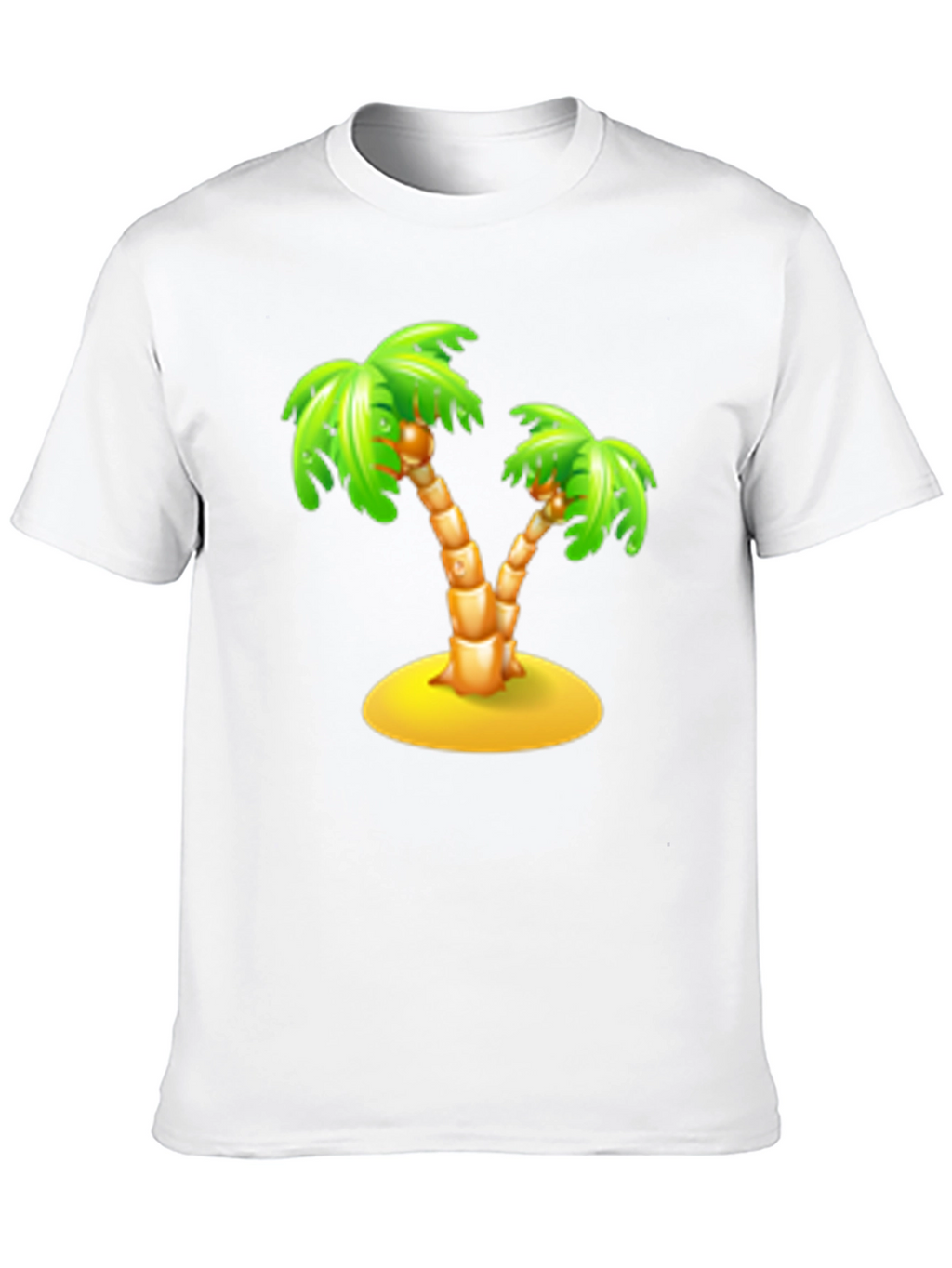 Tropical Palm Tree Graphic Tee - Black Cotton T-Shirt