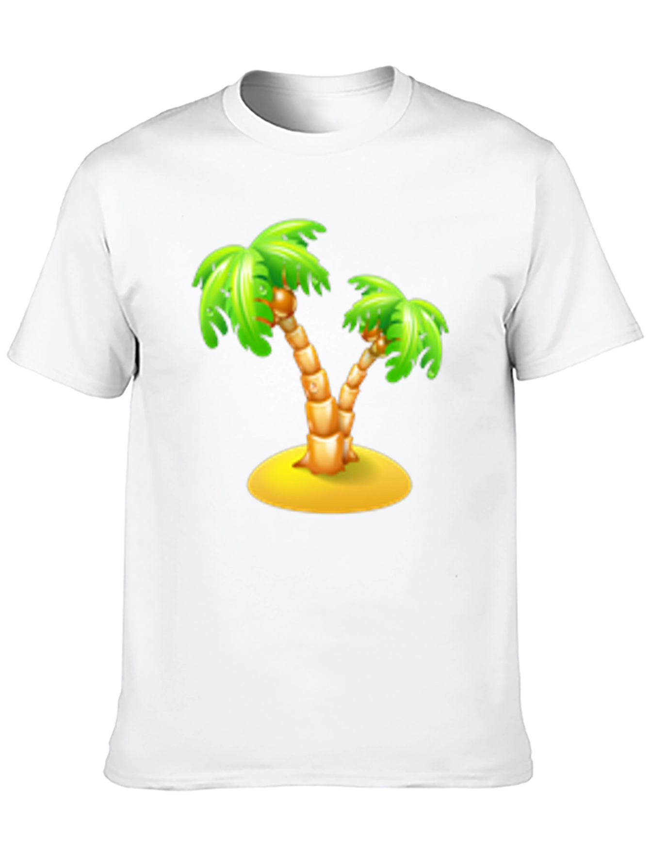 Tropical Palm Tree Graphic Tee - Black Cotton T-Shirt
