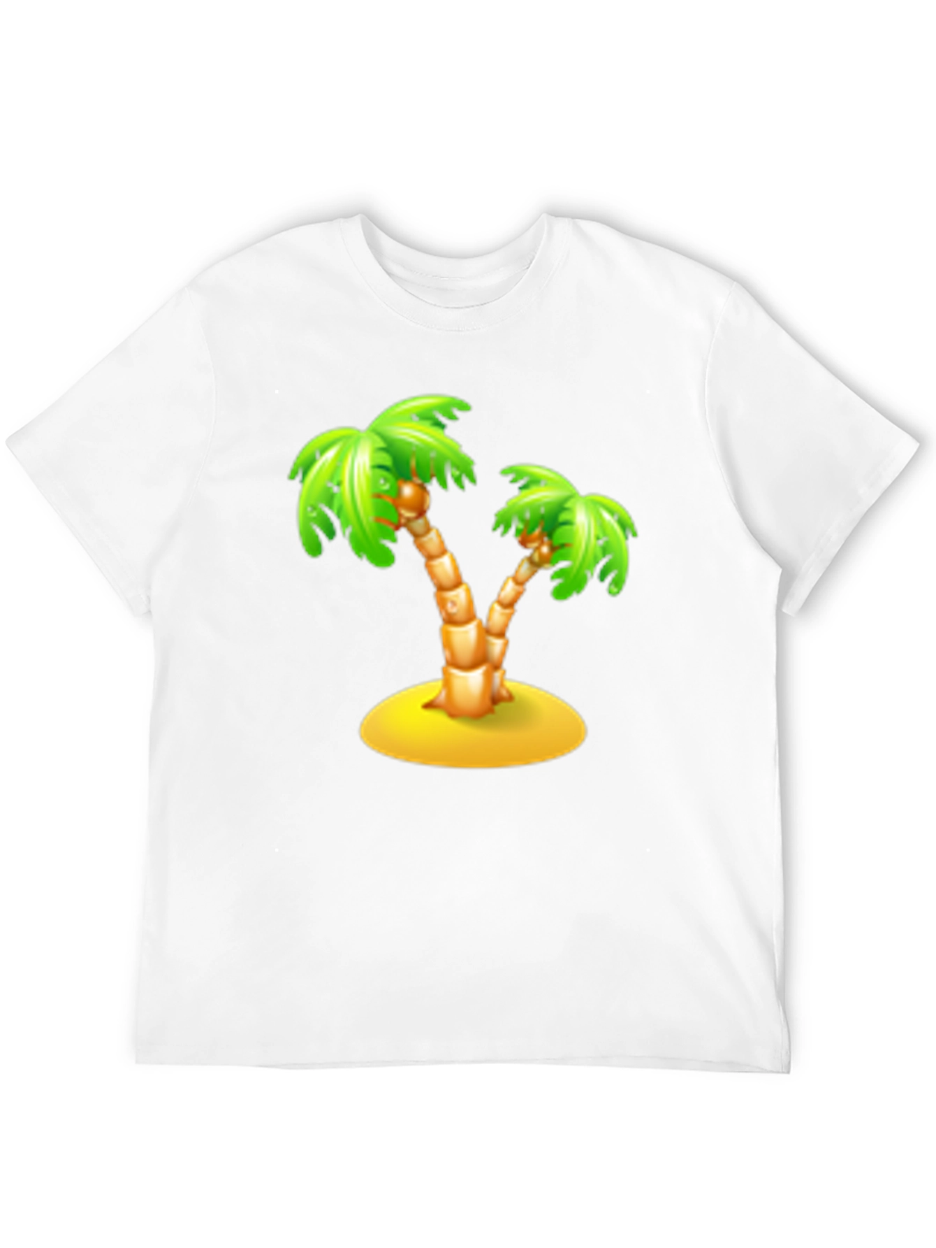 Tropical Palm Tree Graphic Tee - Black Cotton T-Shirt