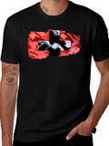 Black Tee with Swiss Flag Design