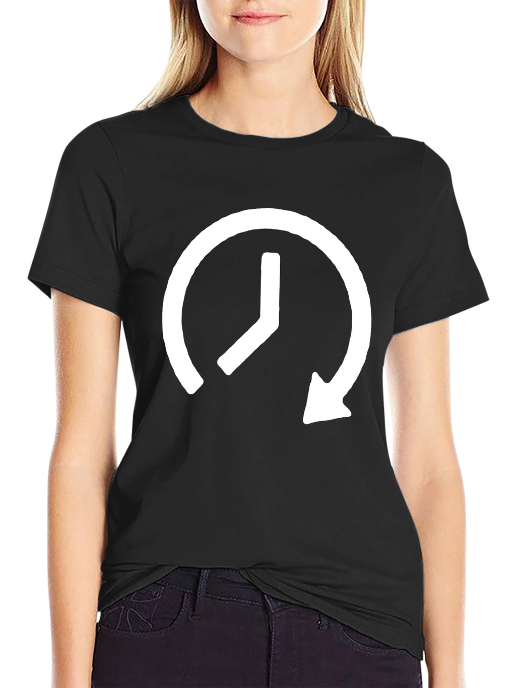 Modern Time Loop Graphic Black Tee