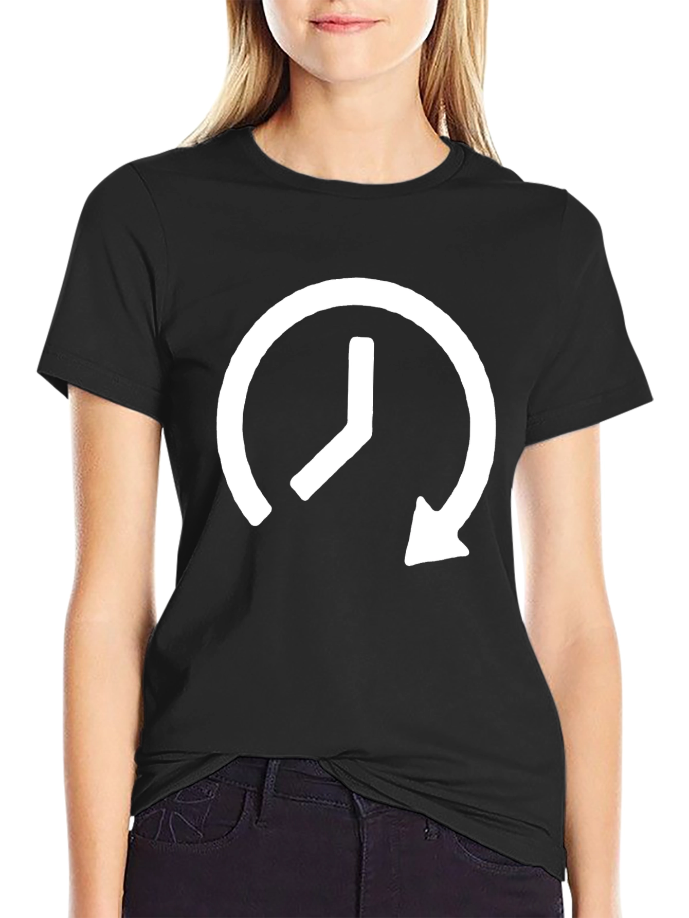 Modern Time Loop Graphic Black Tee