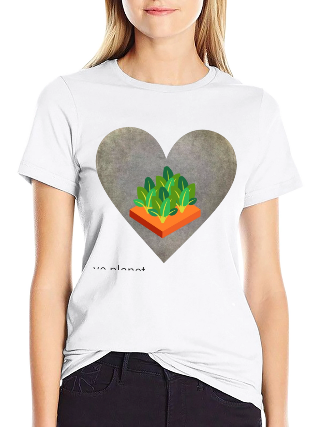 Love Our Planet Black T-Shirt Garden Heart Design