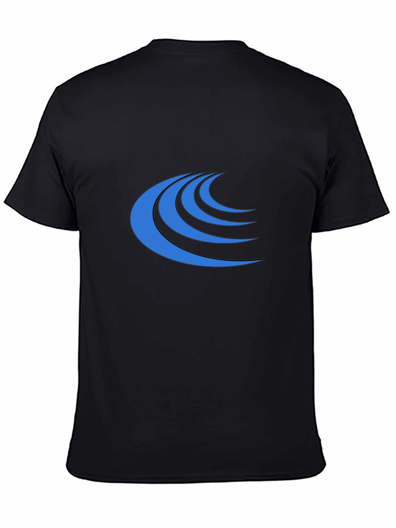 Modern Blue Wave Graphic Black T-Shirt