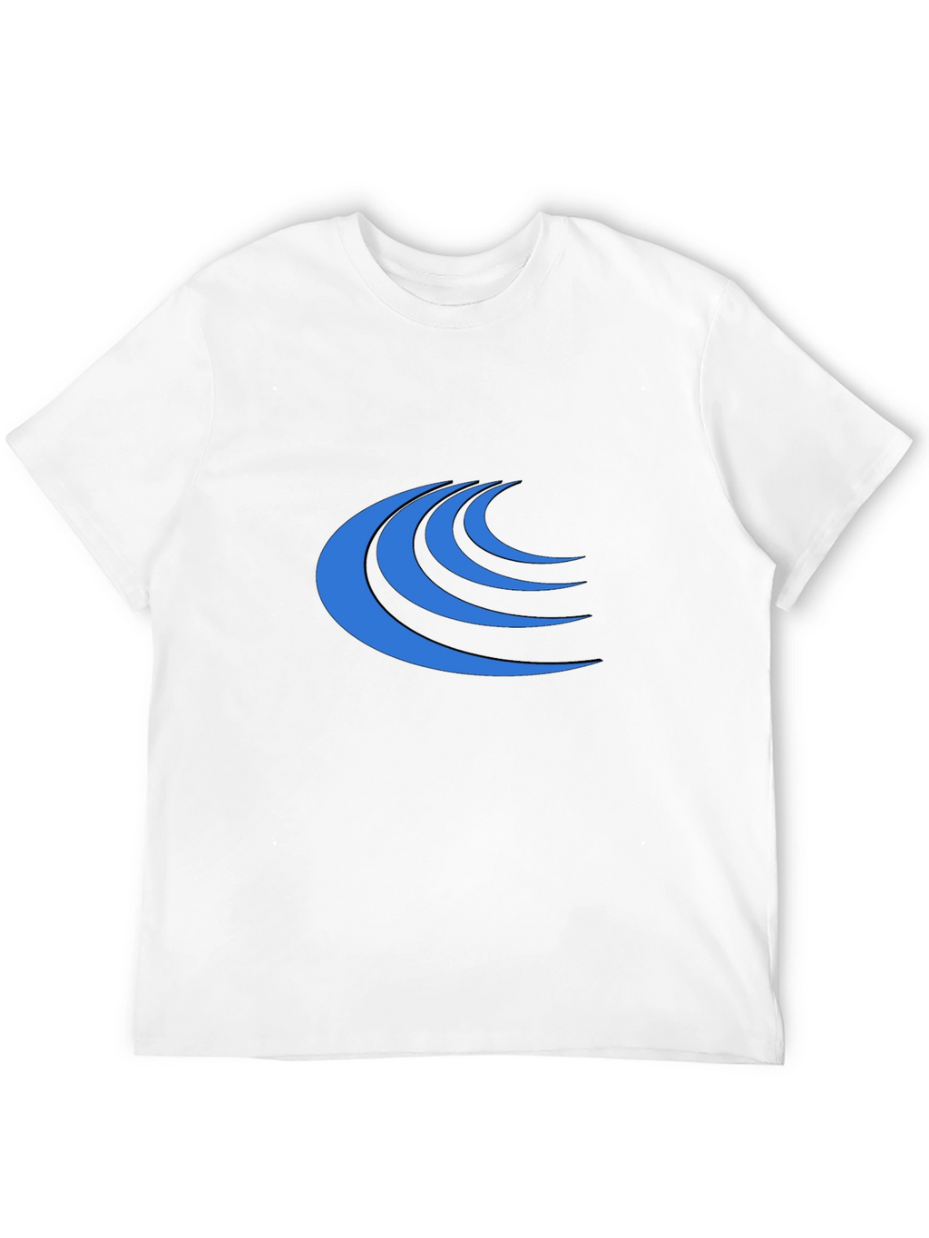 Modern Blue Wave Graphic Black T-Shirt