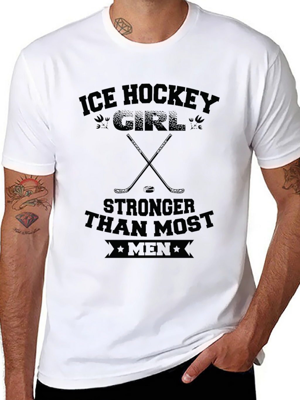 Ice Hockey Girl T-Shirt - Stronger Than Most Men