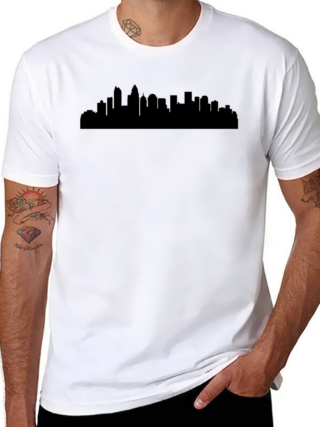 Cityscape Silhouette Black T-Shirt