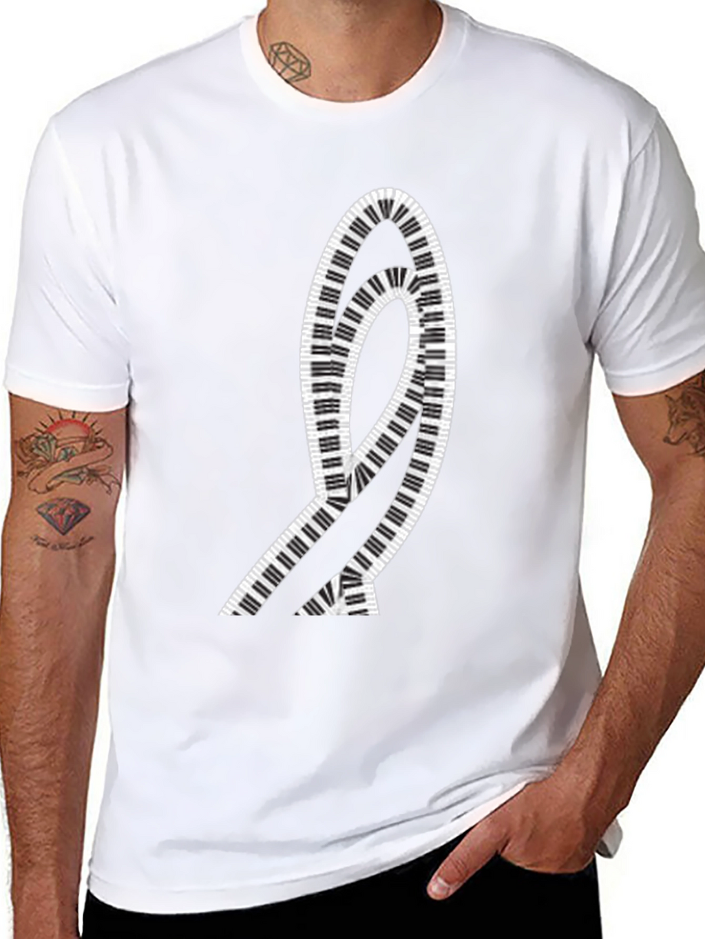 Musical Keys Graphic Tee - Black Cotton T-Shirt