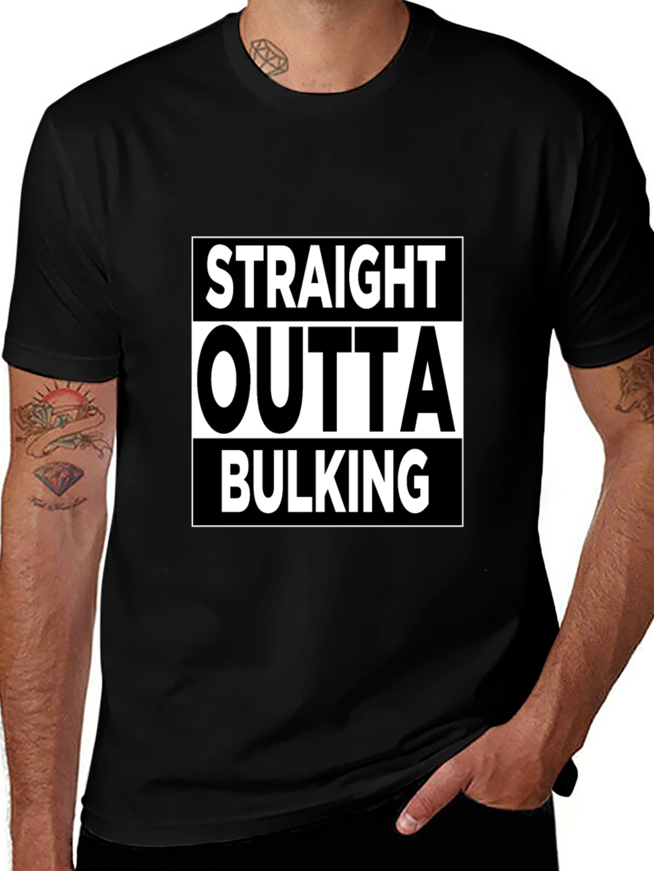 Straight Outta Bulking Black Graphic T-Shirt