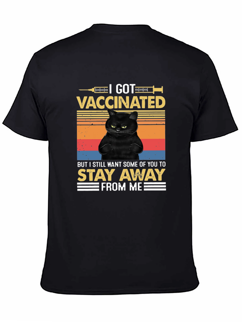 I Got Vaccinated Black Cat T-Shirt