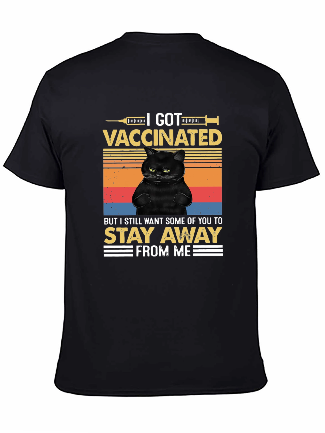 I Got Vaccinated Black Cat T-Shirt