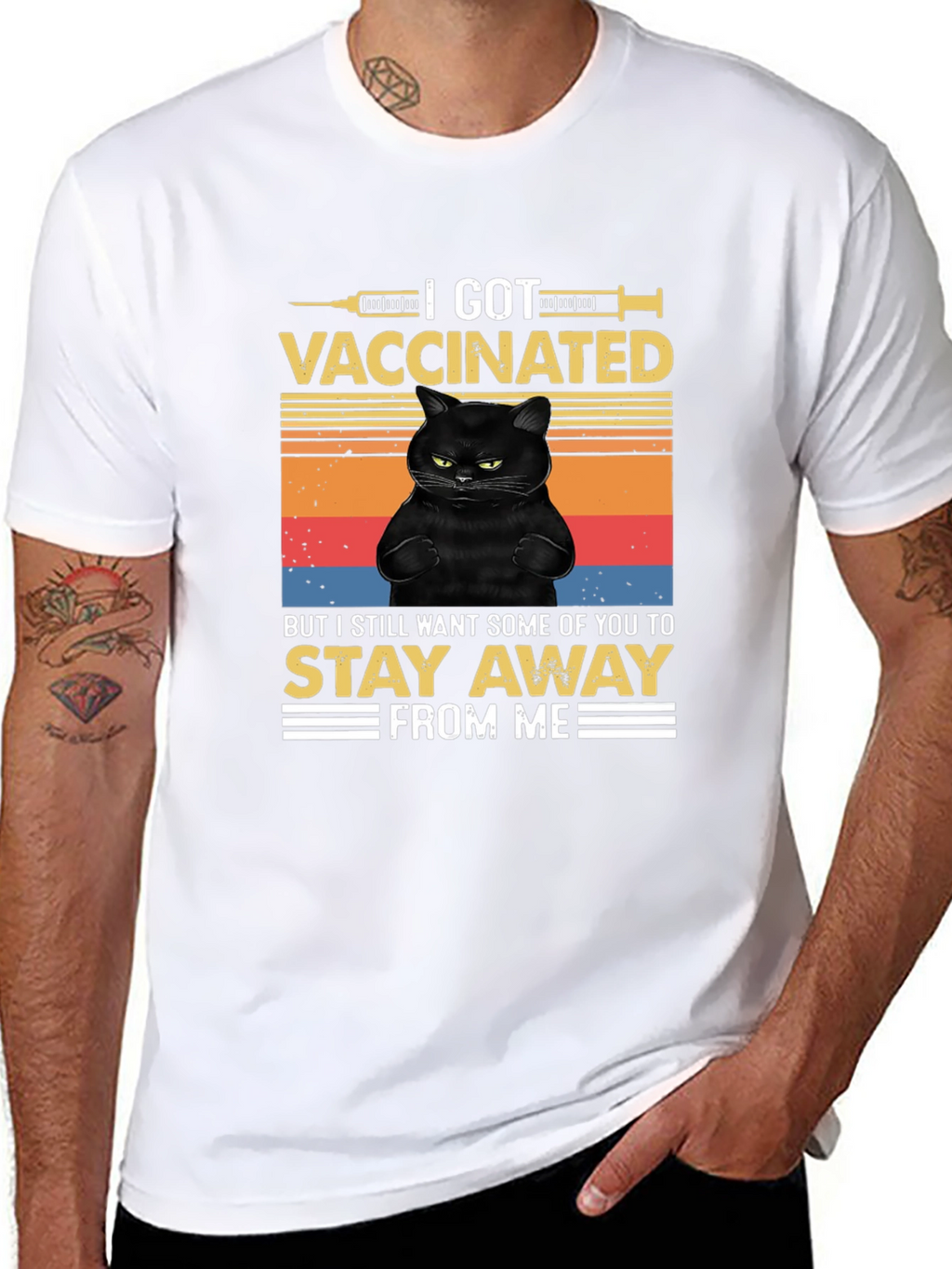 I Got Vaccinated Black Cat T-Shirt
