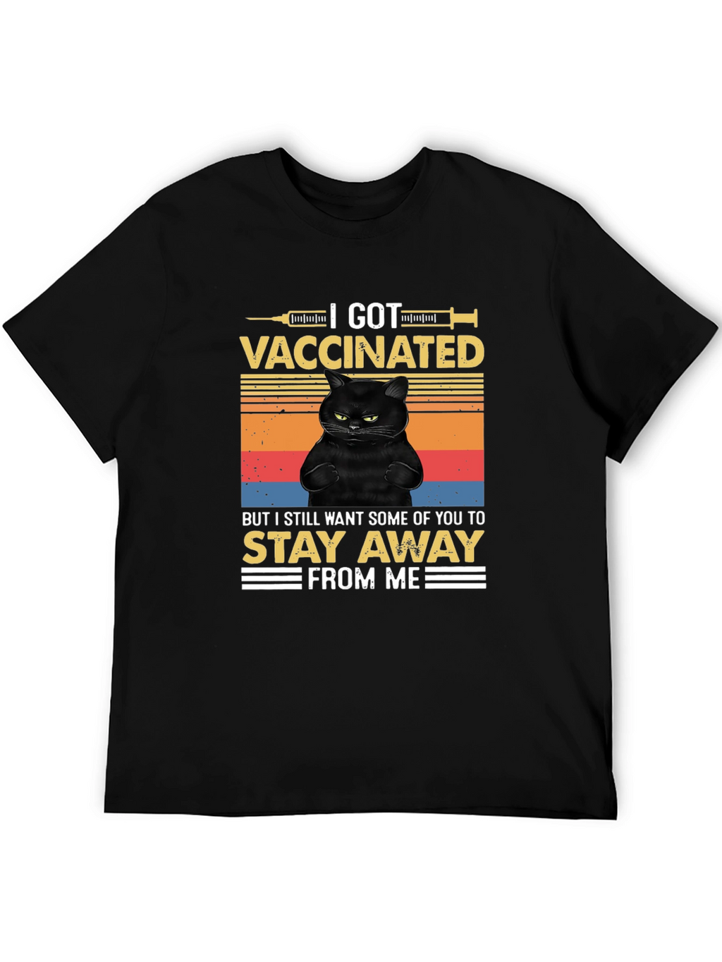 I Got Vaccinated Black Cat T-Shirt