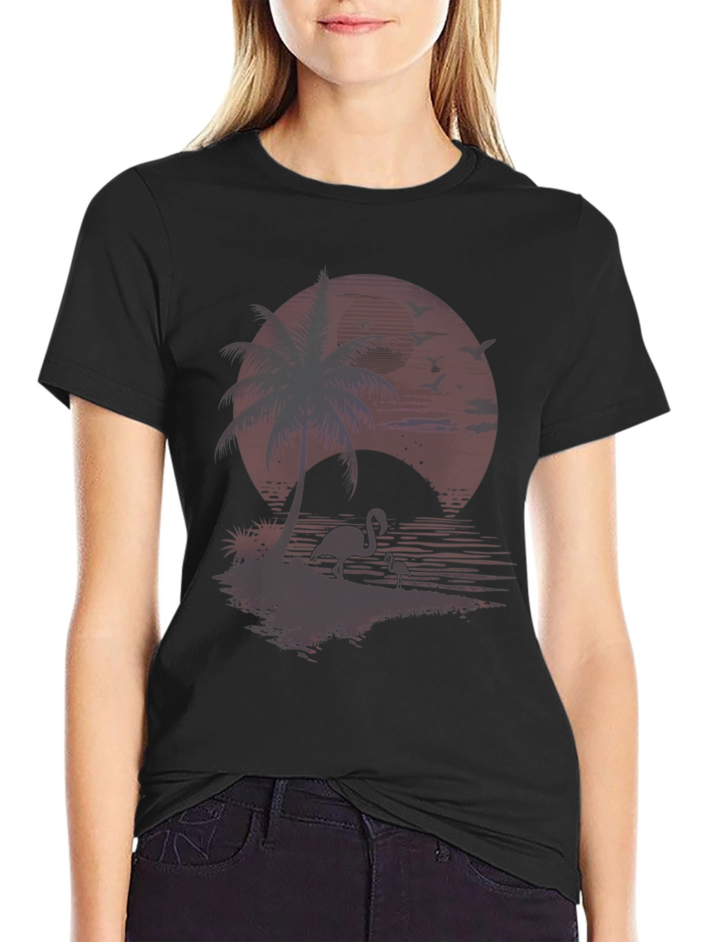 Sunset Flamingo Graphic T-Shirt