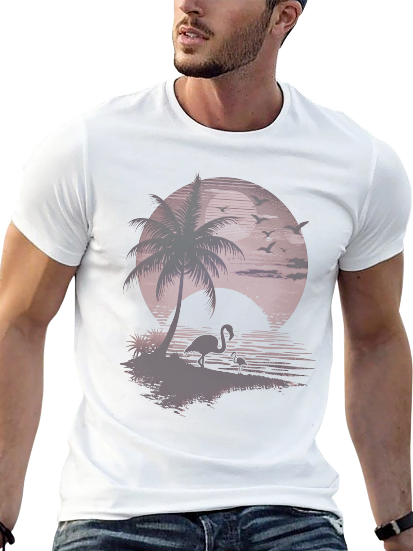 Sunset Flamingo Graphic T-Shirt
