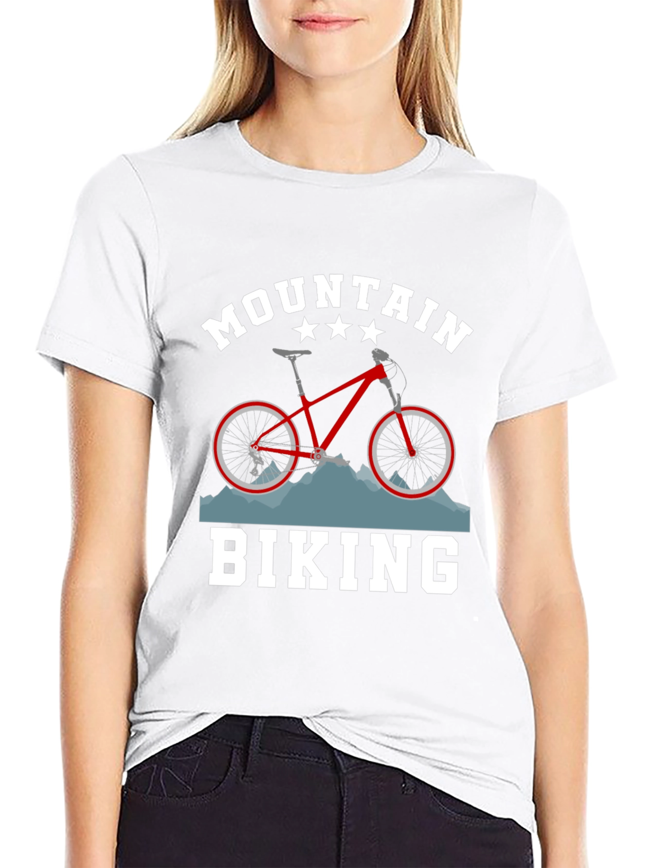 Mountain Biking Graphic T-Shirt - Black