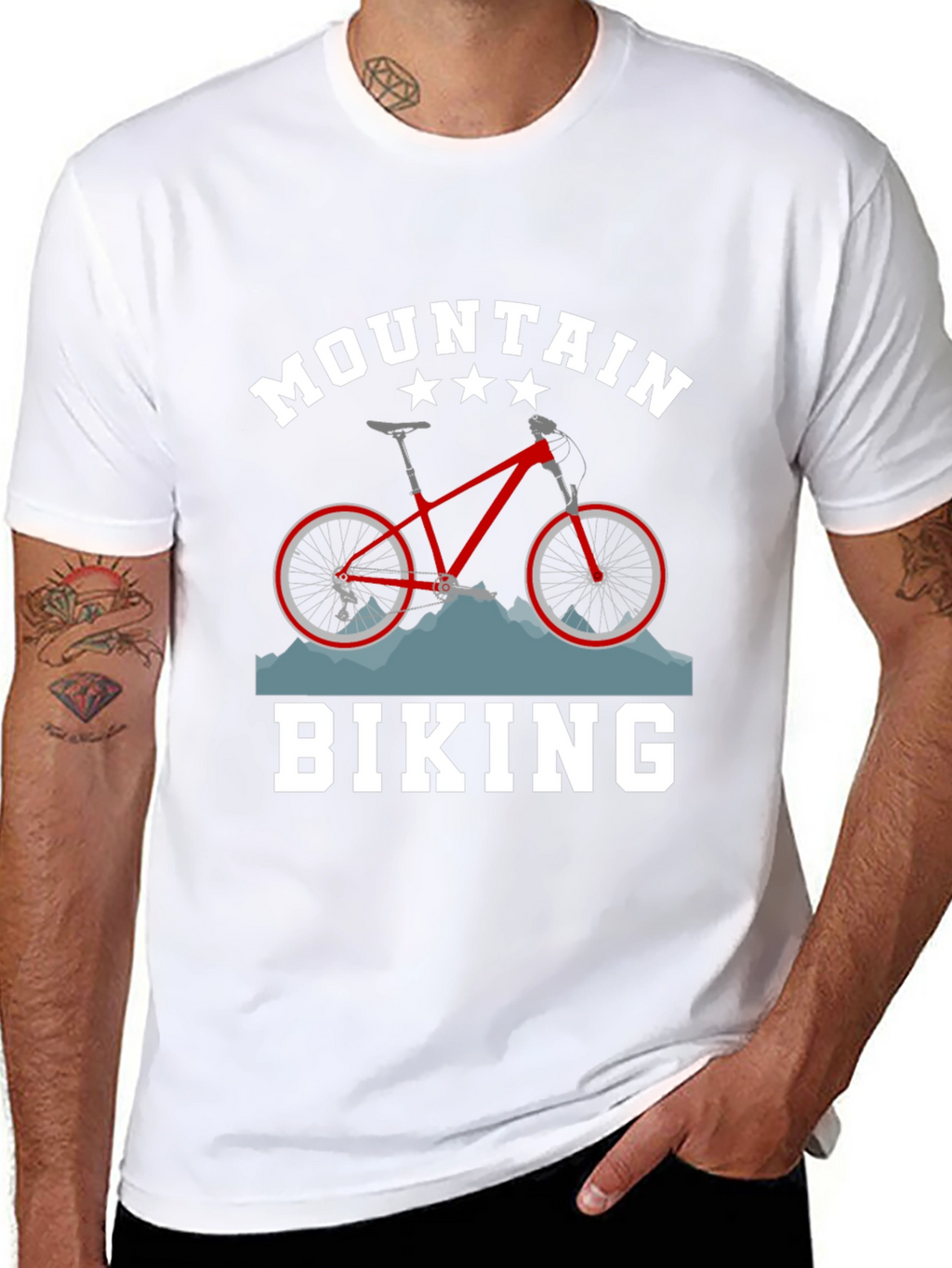 Mountain Biking Graphic T-Shirt - Black