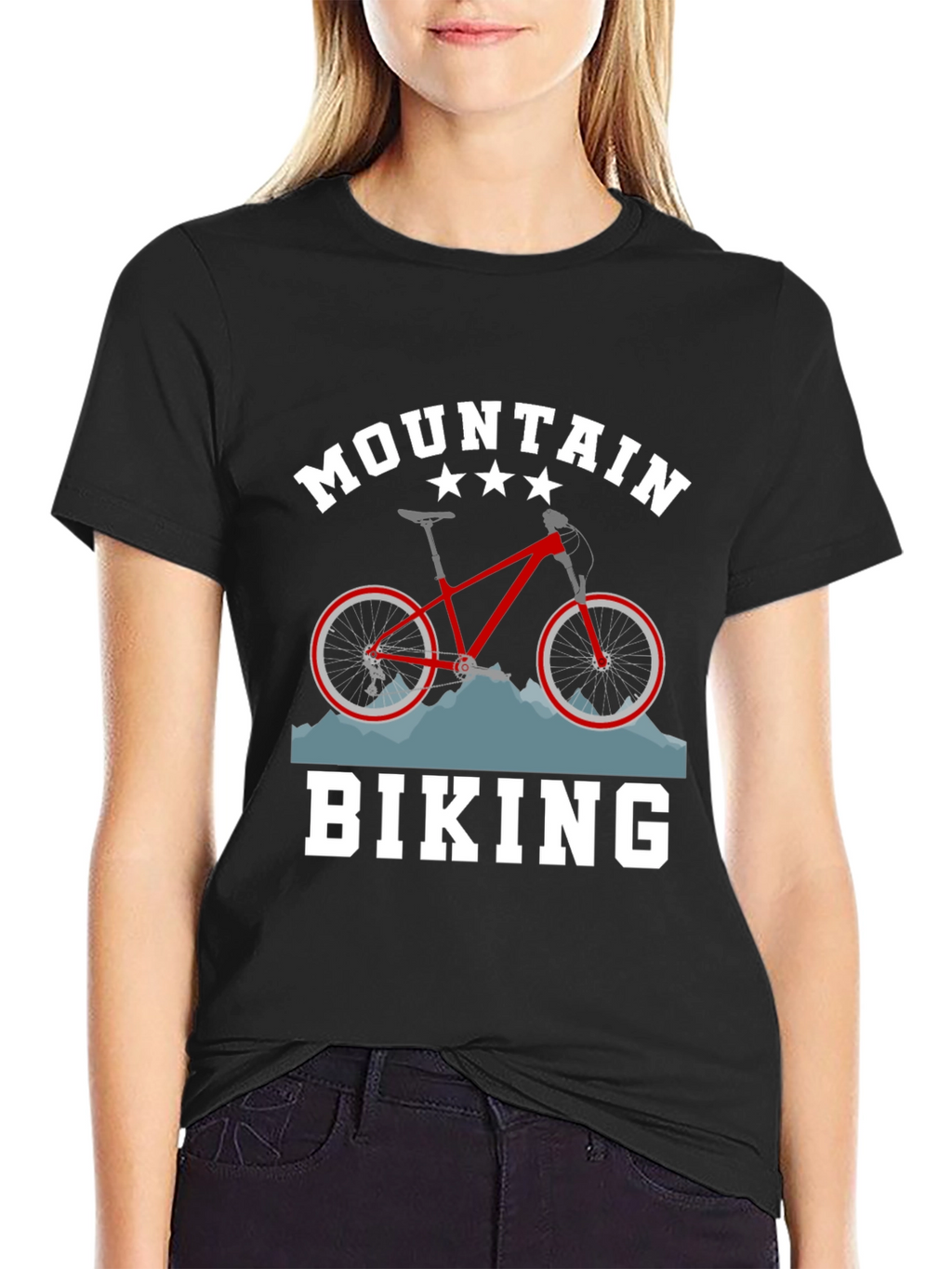 Mountain Biking Graphic T-Shirt - Black