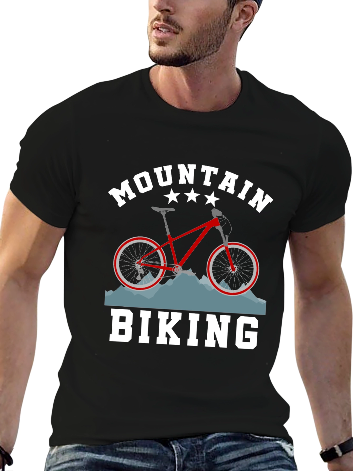 Mountain Biking Graphic T-Shirt - Black