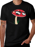 Cool Mushroom Graphic T-Shirt - Black Cotton Tee