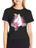 Unicorn Floral Graphic Print T-Shirt