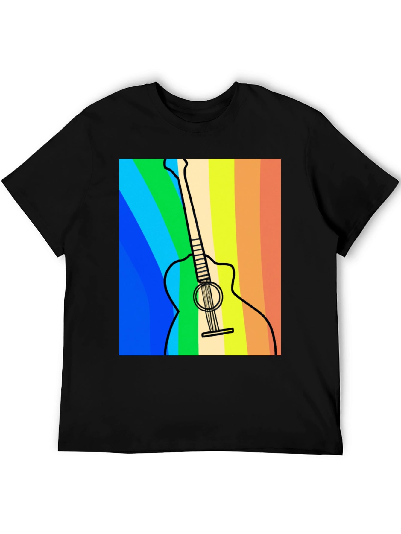 Rainbow Guitar Graphic Tee - Musical Style