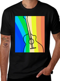 Rainbow Guitar Graphic Tee - Musical Style