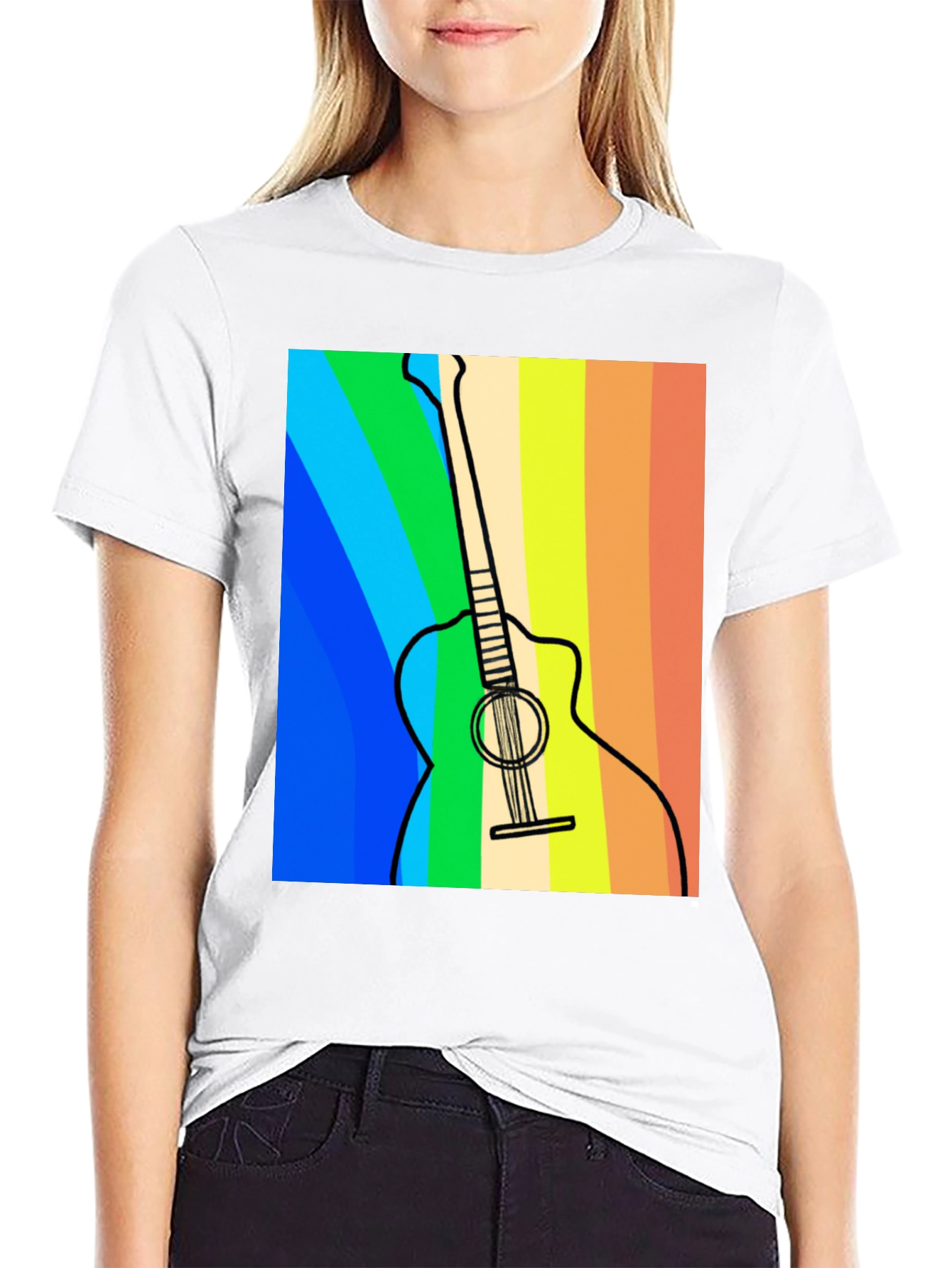Rainbow Guitar Graphic Tee - Musical Style