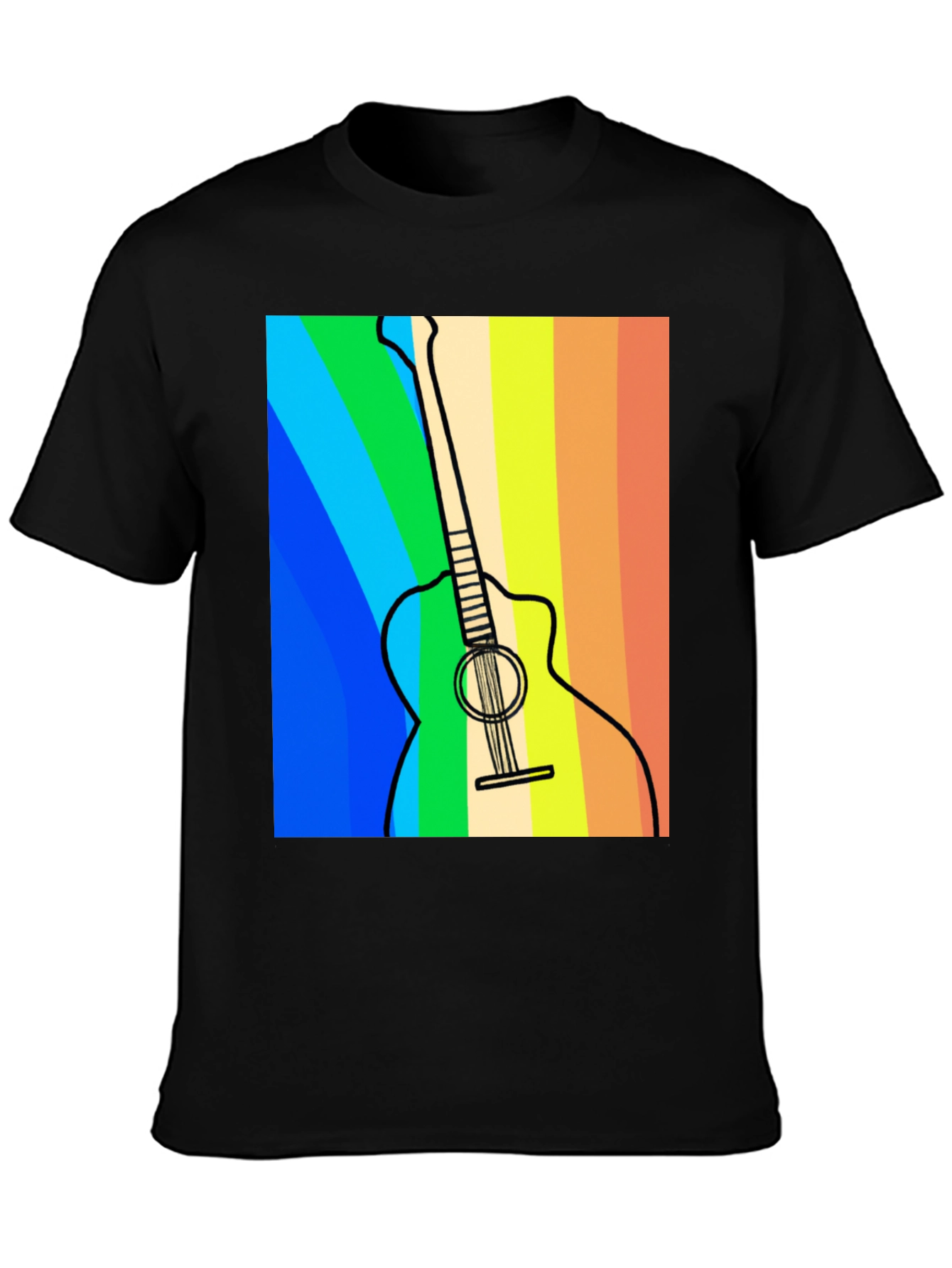 Rainbow Guitar Graphic Tee - Musical Style