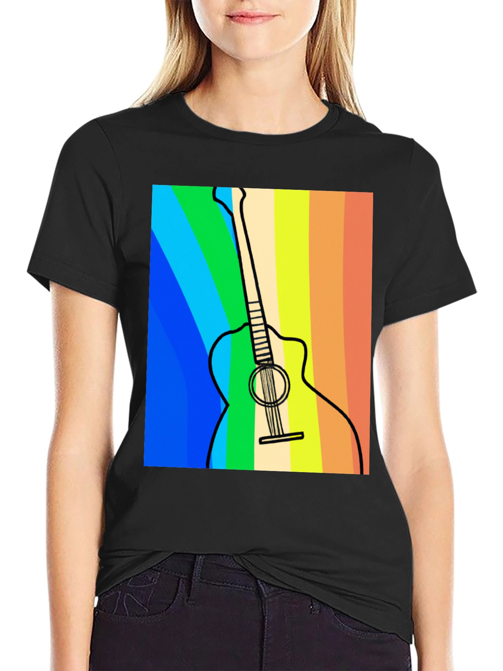 Rainbow Guitar Graphic Tee - Musical Style
