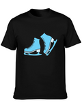 Ice Skate Graphic Tee - Black Cotton Shirt