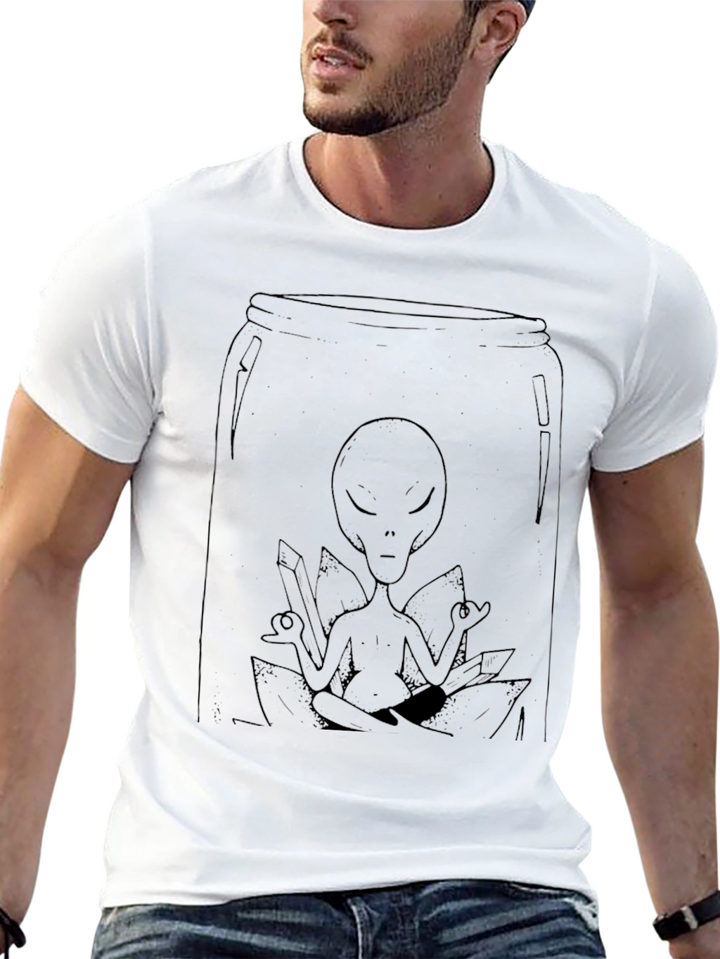 Alien Meditation Black T-Shirt
