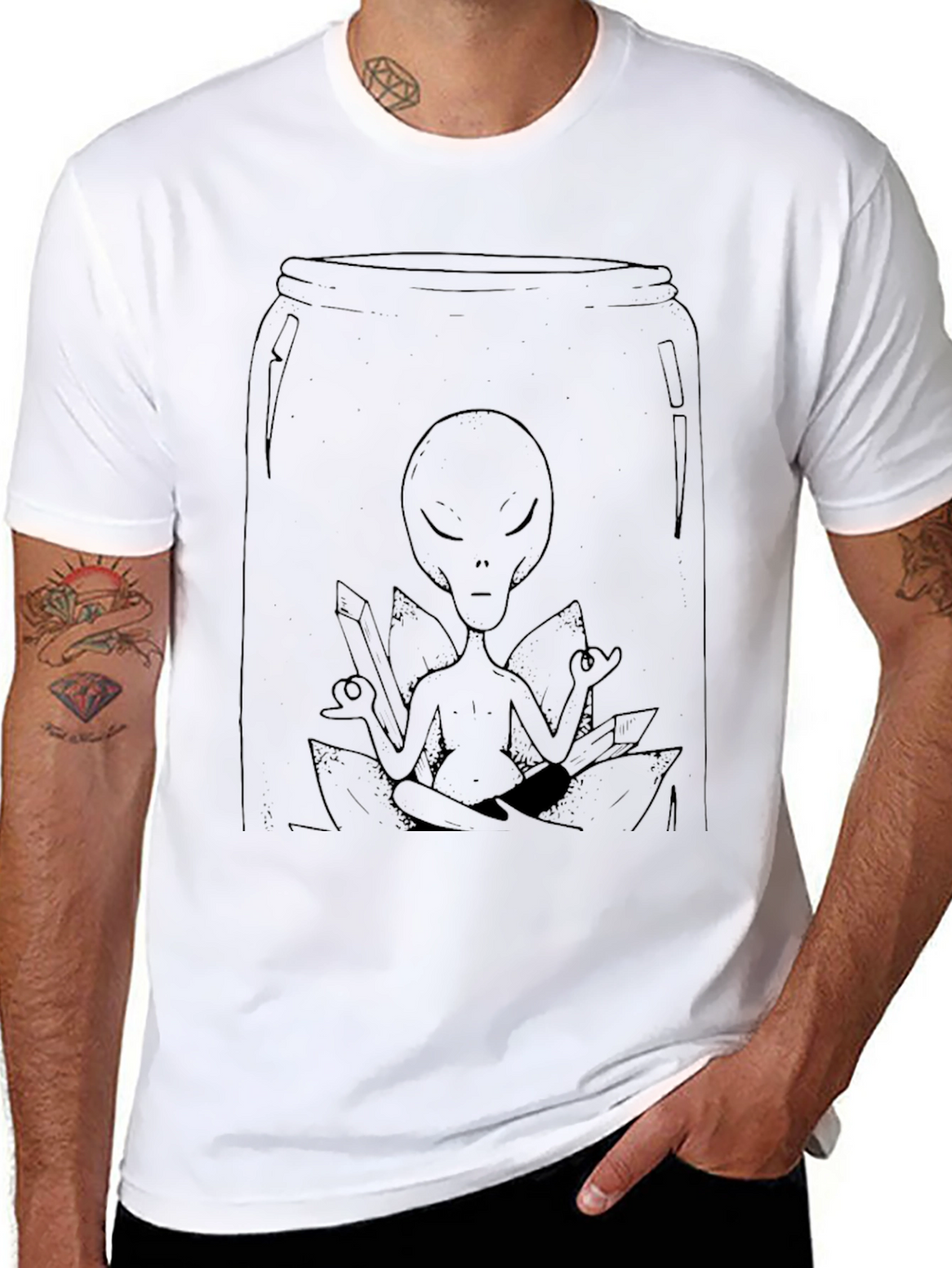Alien Meditation Black T-Shirt