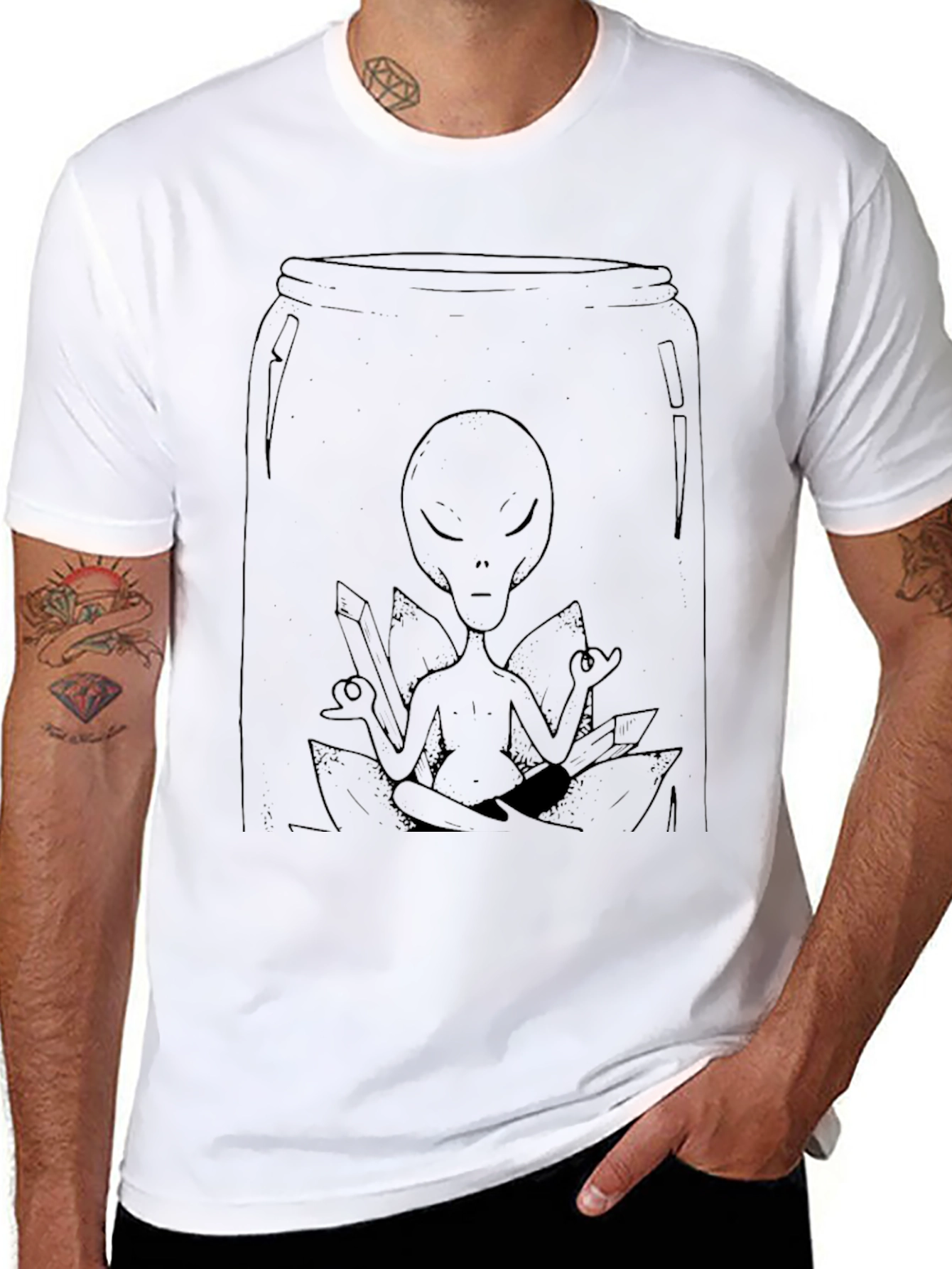 Alien Meditation Black T-Shirt