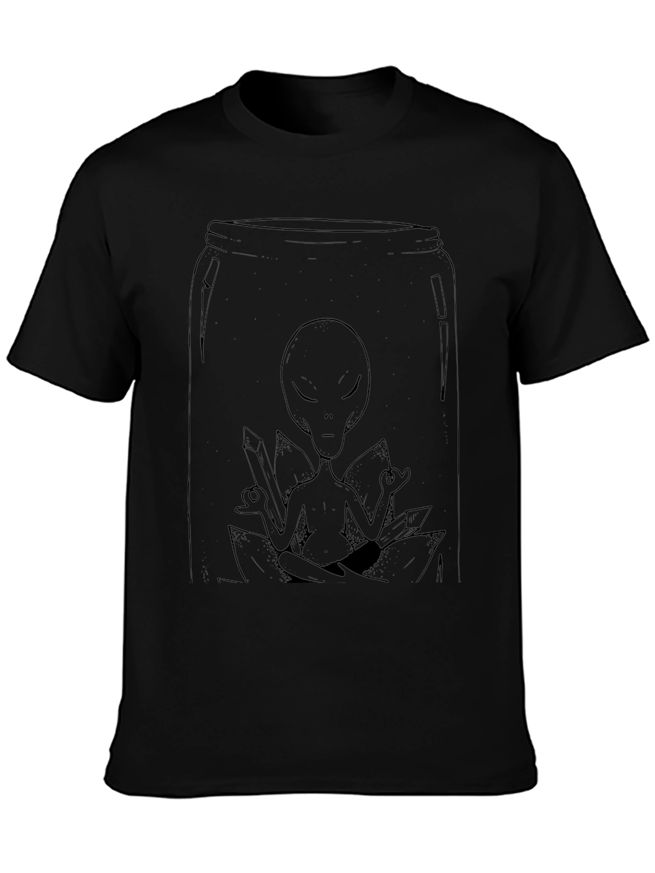 Alien Meditation Black T-Shirt