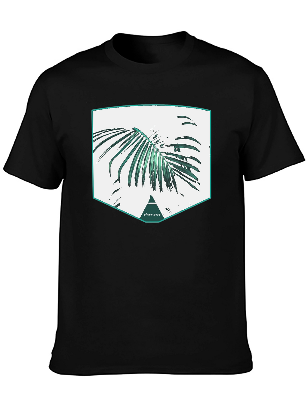 Palm Leaf Graphic Print Black T-Shirt